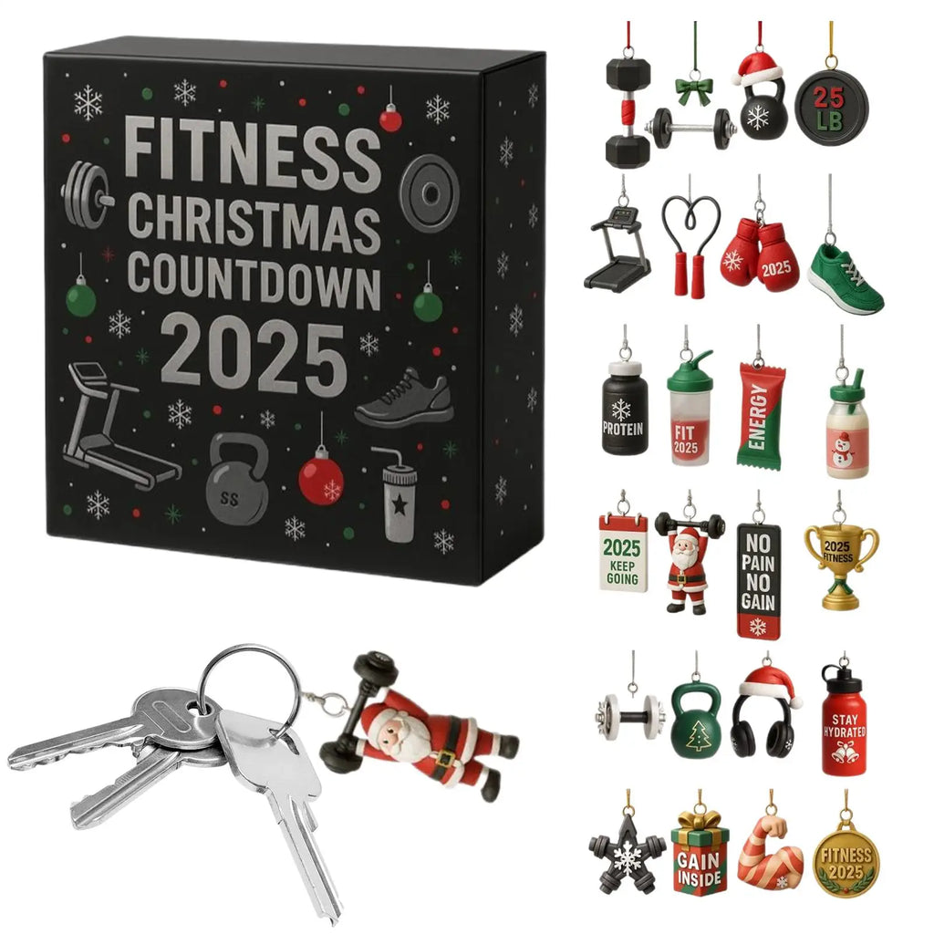 Christmas Countdown Calendar 2D Acrylic Ornament 24 Days Fitness Gear Christmas Ornaments for Winter Holiday Party Home Gym