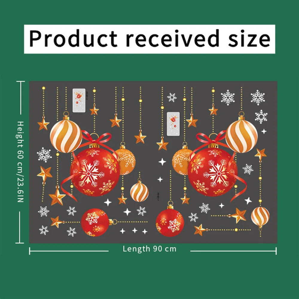 Christmas stickers, festive atmosphere decoration, colorful balls, stars, snowflakes, stickers, decorative glass window stickers