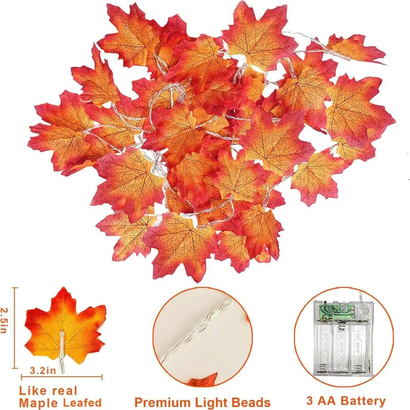 Halloween LED Lights String,Artificial Maple Leaf Lantern 2/3M