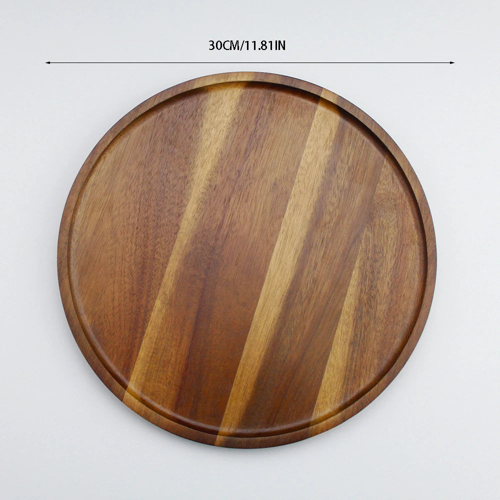 Round elegant wooden tray
