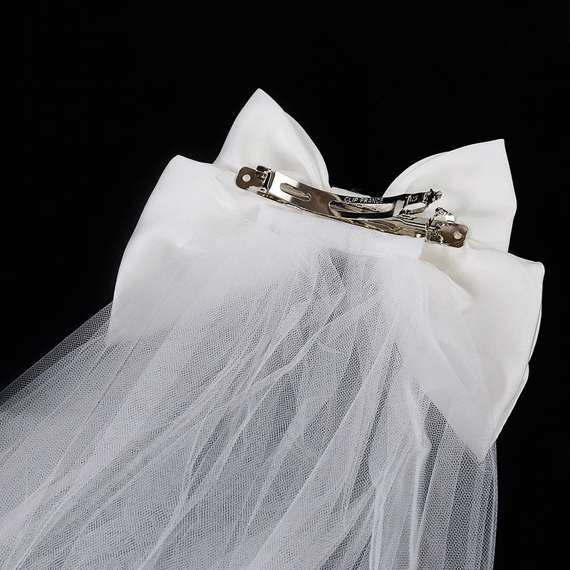 White Bride Bow Veil