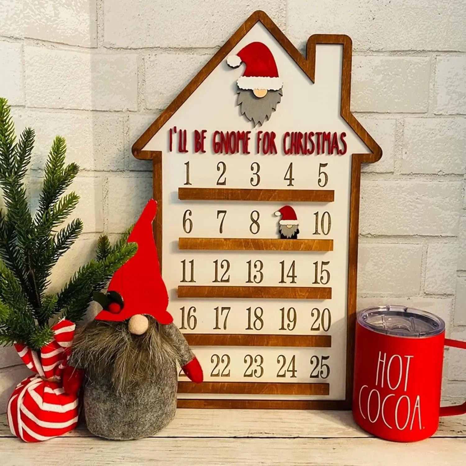 Christmas Countdown Calendar Desktop Home Decor Decoration Vintage Countdown Christmas Sign Hanging Wall Decoration Crafts