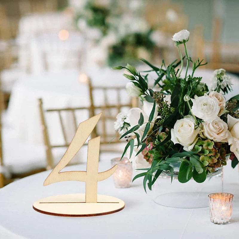 Elegant Wooden Table Numbers for Wedding Reception