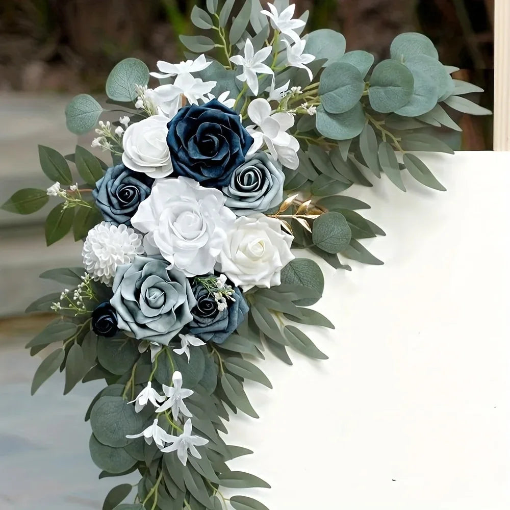 2pcs Wedding blue and white Flowers