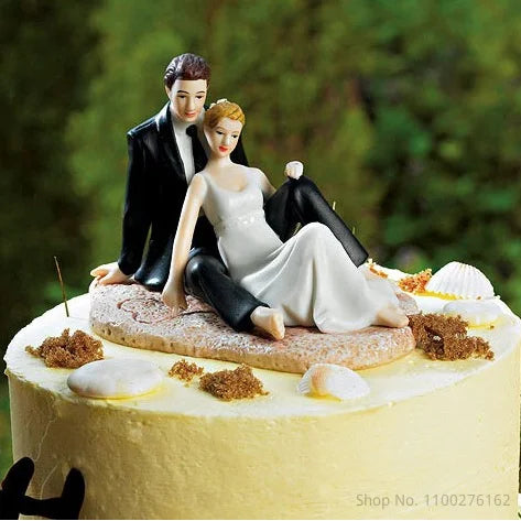 Romantic Bride and Groom Cake Toppers
