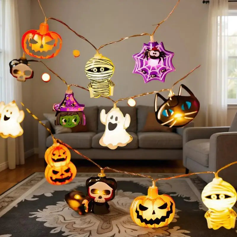 Halloween LED String Lights Pumpkin Ghost Spider Web