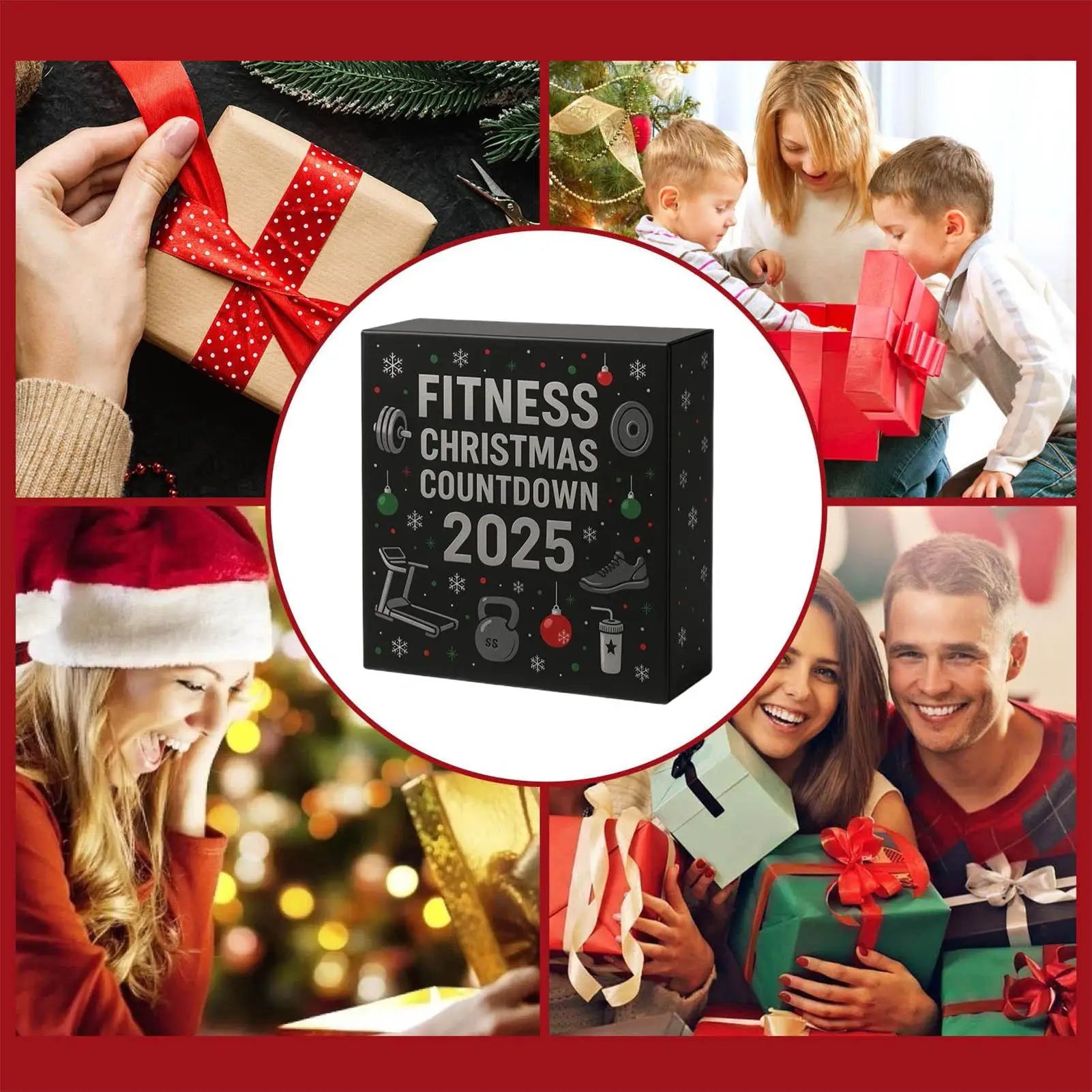 Christmas Countdown Calendar 2D Acrylic Ornament 24 Days Fitness Gear Christmas Ornaments for Winter Holiday Party Home Gym