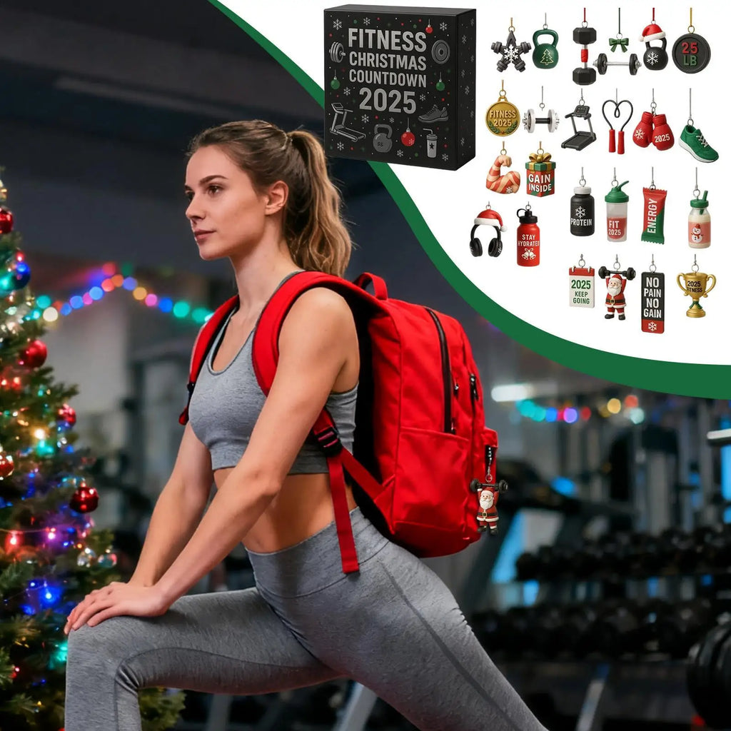 Christmas Countdown Calendar 2D Acrylic Ornament 24 Days Fitness Gear Christmas Ornaments for Winter Holiday Party Home Gym