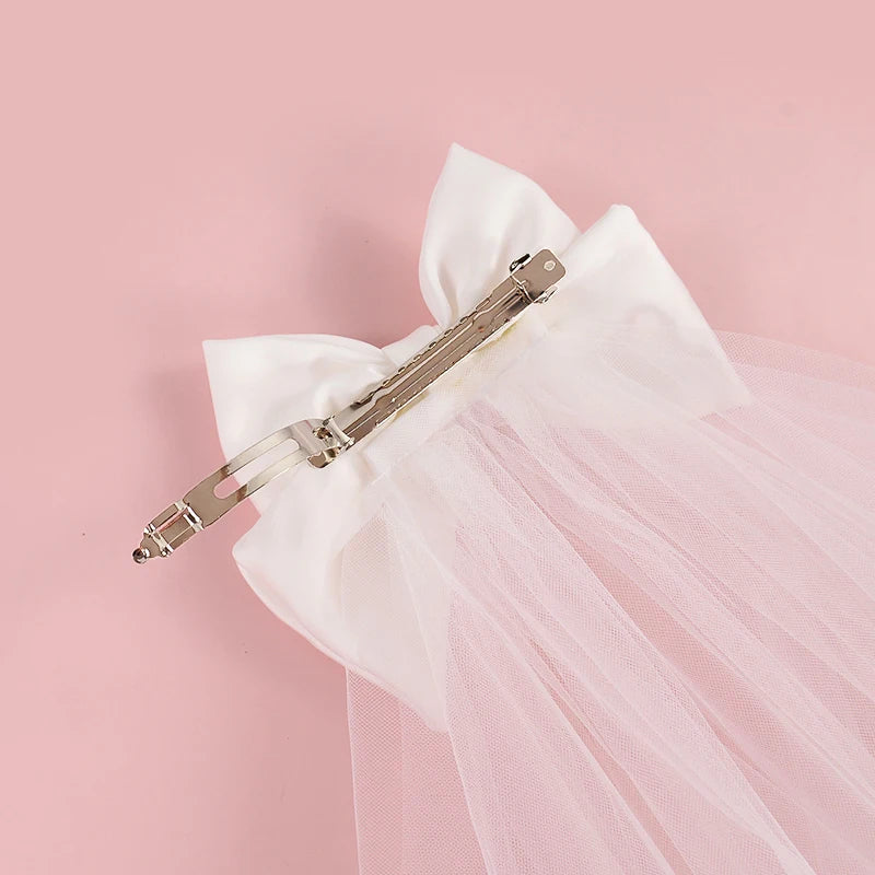 White Bride Bow Veil