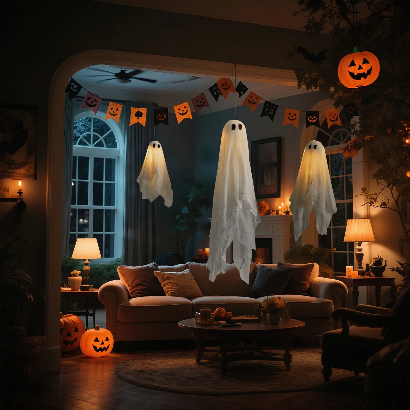Halloween Scary Style Glowing Hanging Ghost