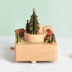Christmas Gifts Wholesale Logo Engrave Mechanical Wind Up Clockwork Rotating Carousel Ballerina Music Box Wooden For Present