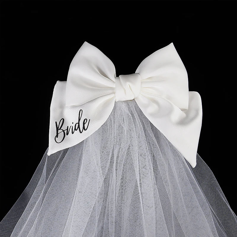 White Bride Bow Veil