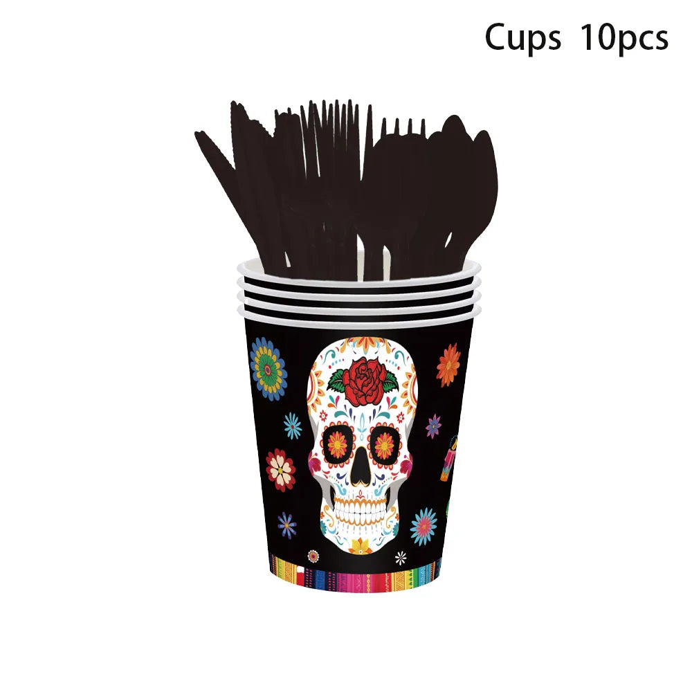 Halloween Dia de los Metros Disposable Tableware