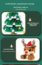 Christmas Gifts Micro Building Block DIY Domino Game Santa Claus Reindeer Holiday Puzzle Assembling Bricks Table Decoration Toys