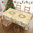 Christmas Tree Snowman Elk Snowflakes Tablecloth Dining Table Reusable Washable Rectangle Tables for Kitchen, Camping, Festival