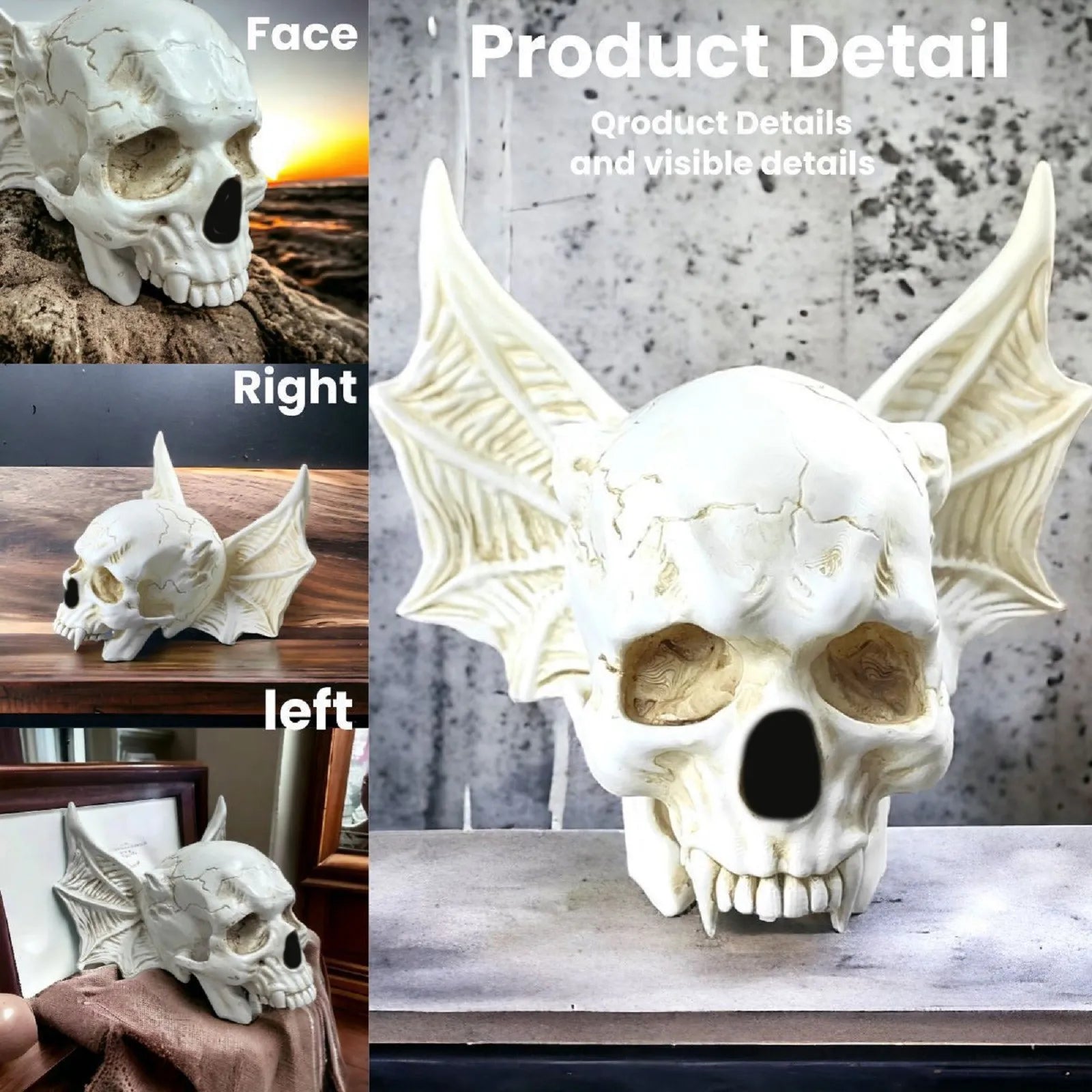 ‌Halloween Bat Skull Decor Spooky Gothic Elegant