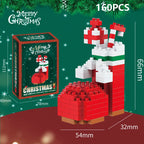 Christmas Gifts Micro Building Block DIY Domino Game Santa Claus Reindeer Holiday Puzzle Assembling Bricks Table Decoration Toys