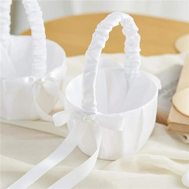 White Flower silk Basket