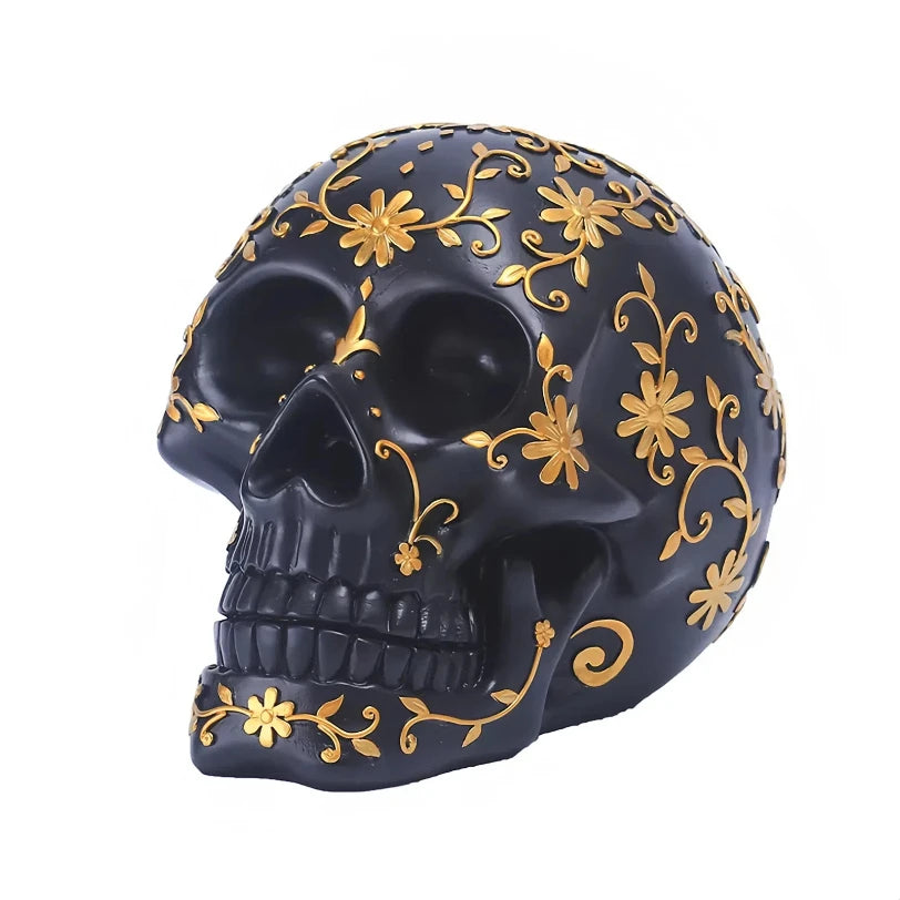 Halloween Black and Gold Elegant Pattern Skull Decoration