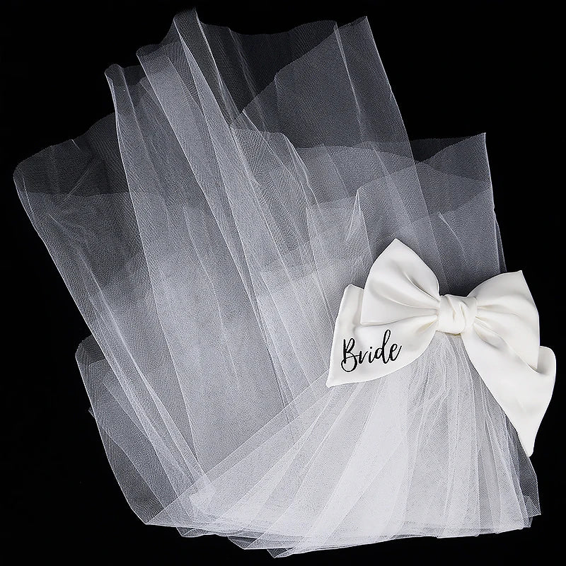 White Bride Bow Veil