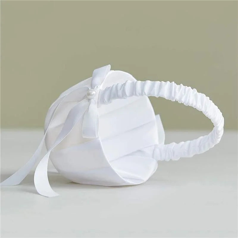 White Flower silk Basket