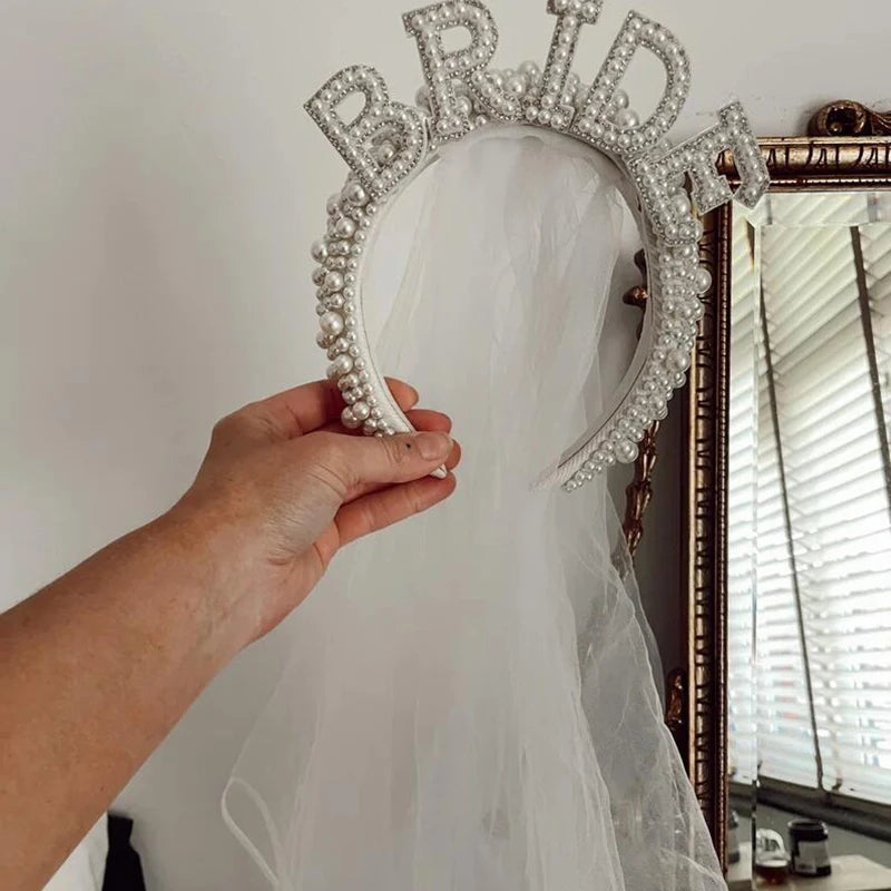 White Bride Pearl Headband