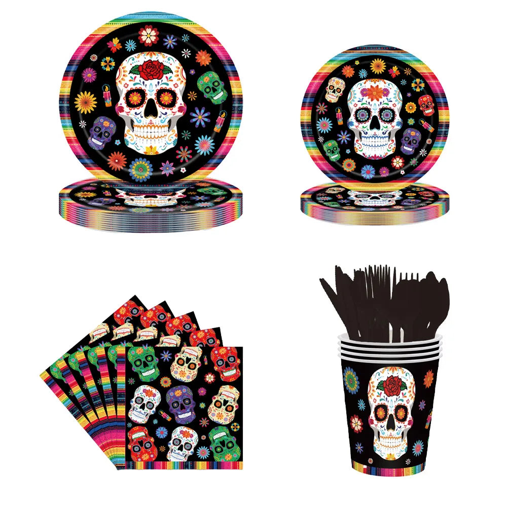 Halloween Dia de los Metros Disposable Tableware