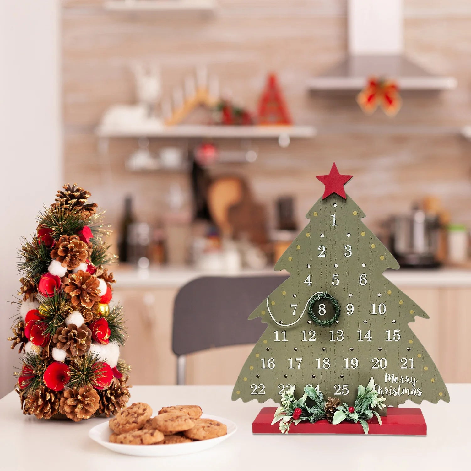 Christmas Countdown Calendar Desktop Home Decor Decoration Vintage Countdown Christmas Sign Hanging Wall Decoration Crafts