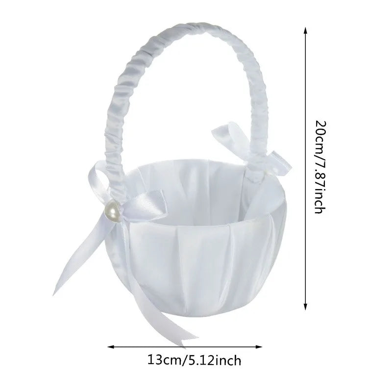 White Flower silk Basket