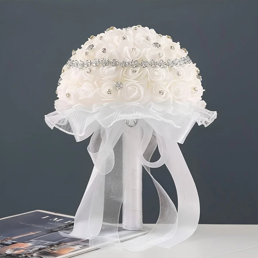 White and silver wedding bouquet