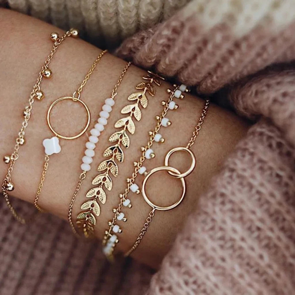Trendy 6-Piece Stackable Bracelet Set