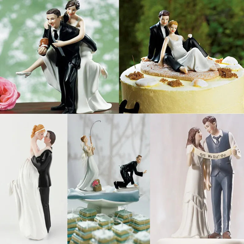 Romantic Bride and Groom Cake Toppers
