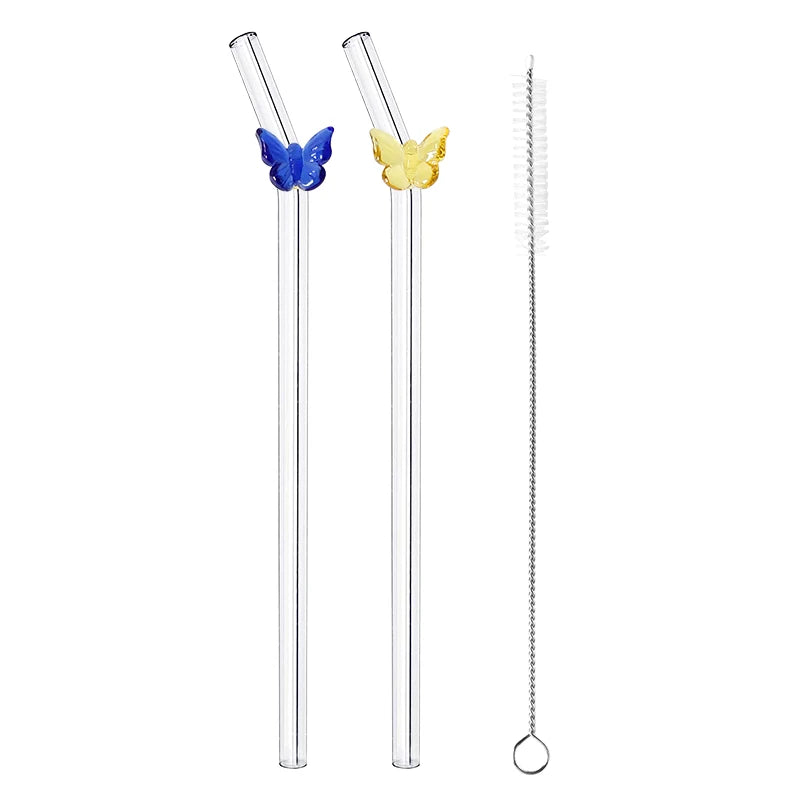 Reusable Butterfly Straws multicolor