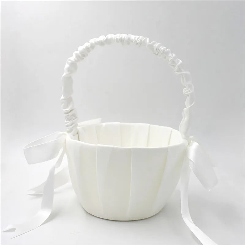 White Flower silk Basket