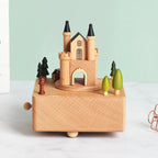 Christmas Gifts Wholesale Logo Engrave Mechanical Wind Up Clockwork Rotating Carousel Ballerina Music Box Wooden For Present