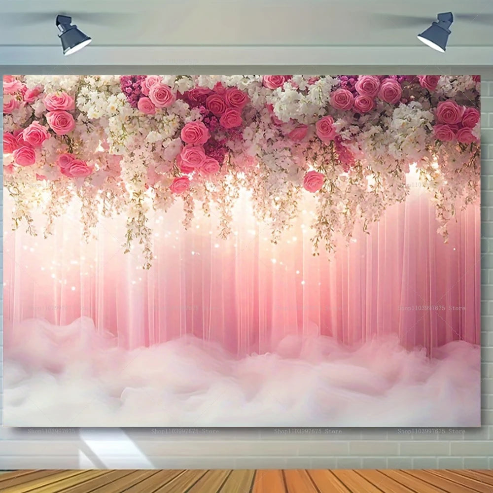 Wedding Flowers Curtain Backdrop