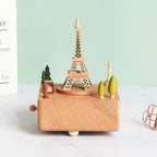 Christmas Gifts Wholesale Logo Engrave Mechanical Wind Up Clockwork Rotating Carousel Ballerina Music Box Wooden For Present