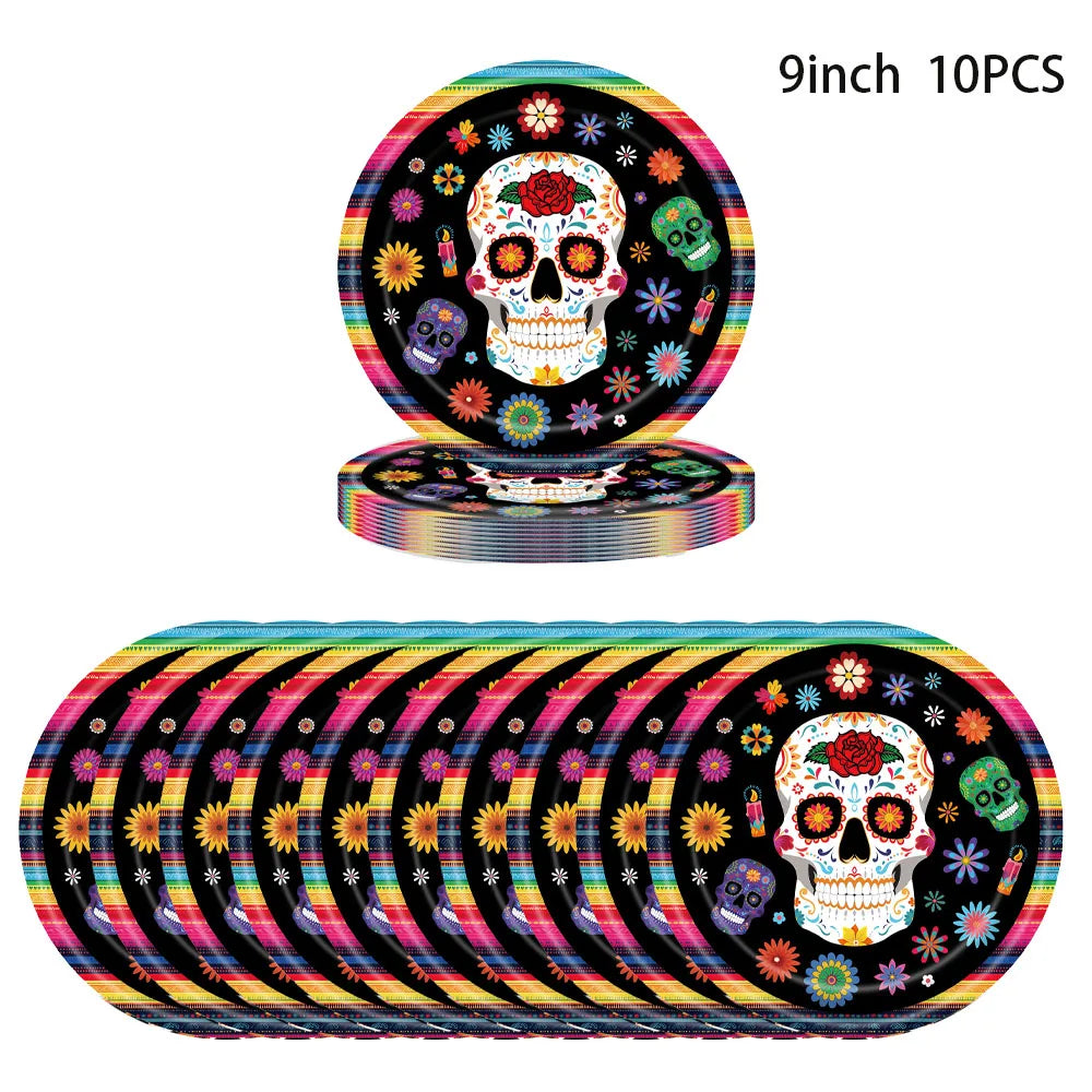 Halloween Dia de los Metros Disposable Tableware