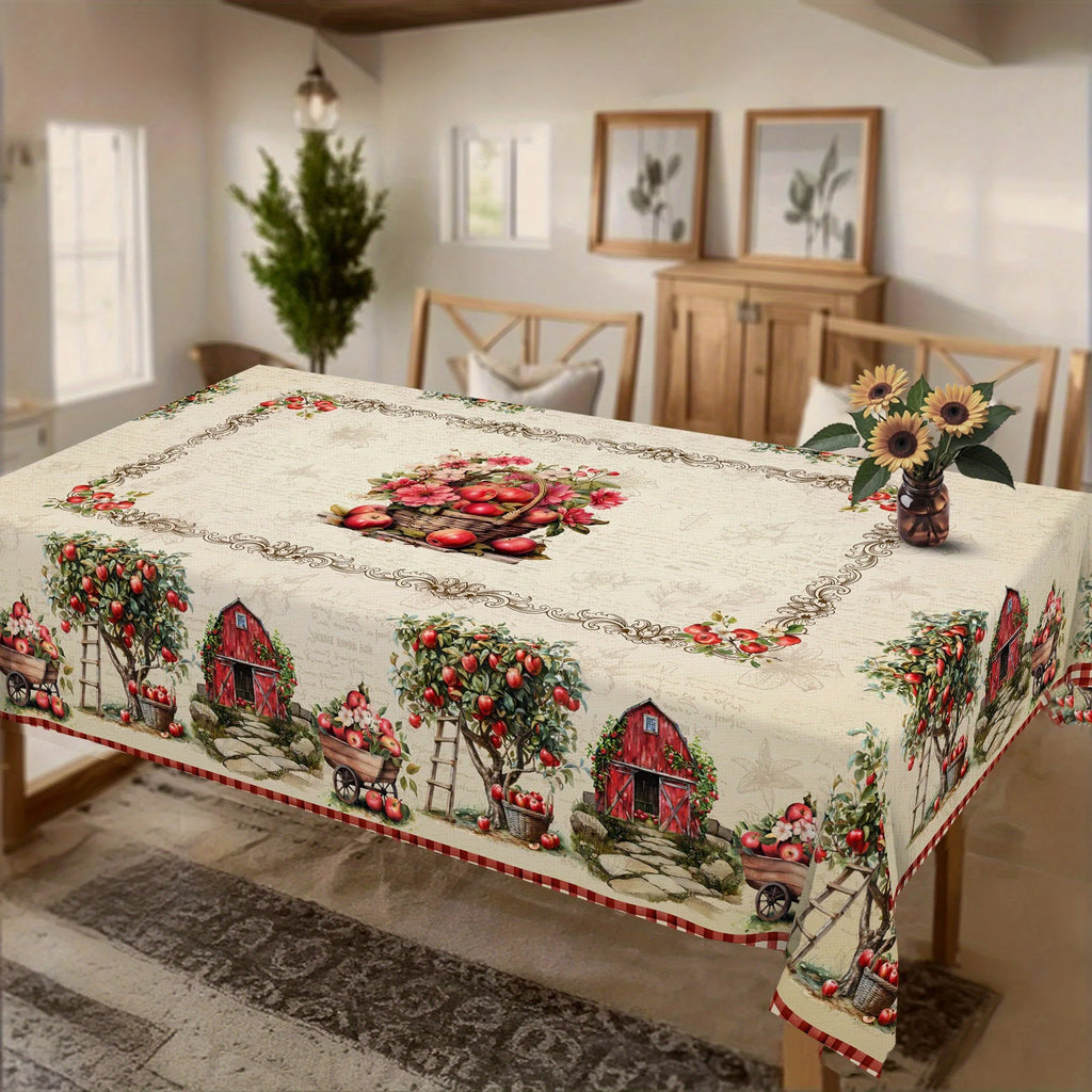 Christmas Tree Snowman Elk Snowflakes Tablecloth Dining Table Reusable Washable Rectangle Tables for Kitchen, Camping, Festival