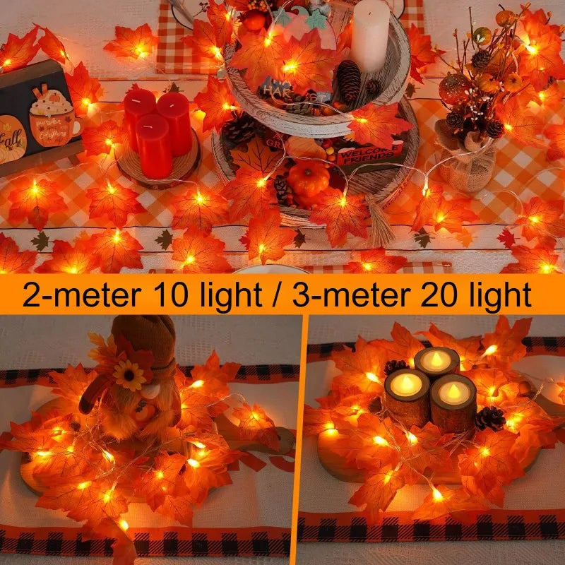 Halloween LED Lights String,Artificial Maple Leaf Lantern 2/3M