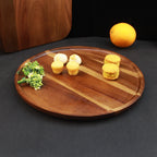 Round elegant wooden tray