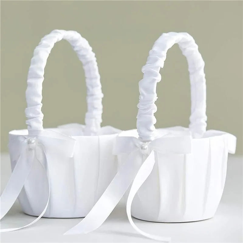 White Flower silk Basket