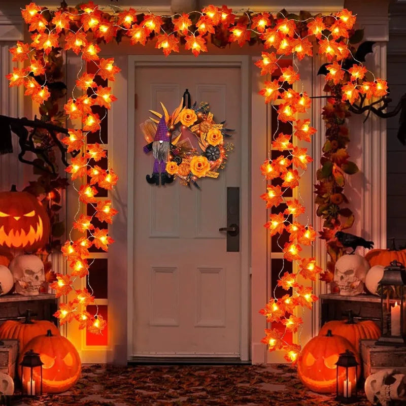 Halloween LED Lights String,Artificial Maple Leaf Lantern 2/3M