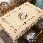Christmas Tree Snowman Elk Snowflakes Tablecloth Dining Table Reusable Washable Rectangle Tables for Kitchen, Camping, Festival