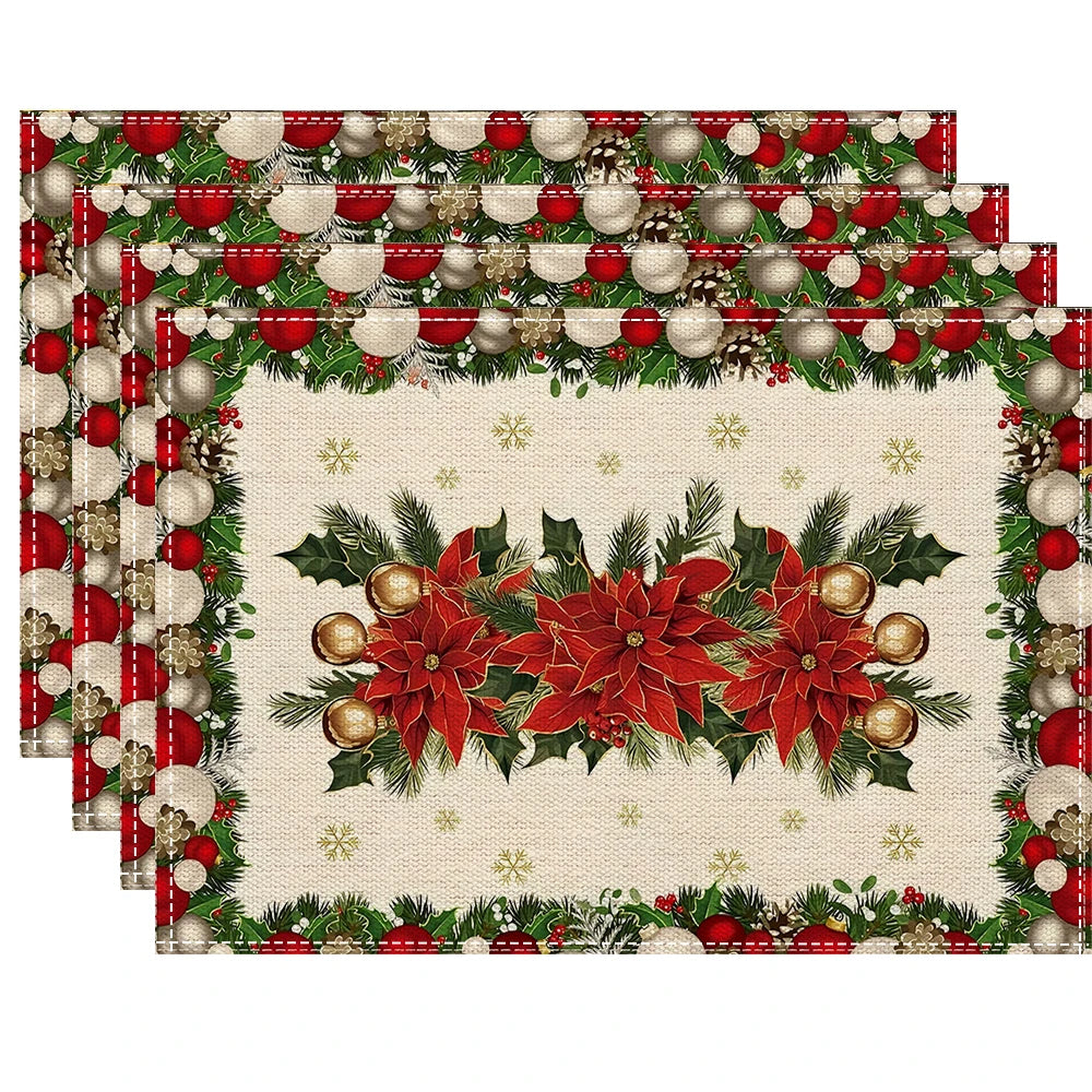 Christmas Floral Placemats Tableware