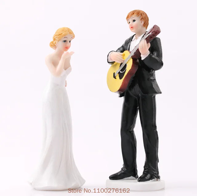 Romantic Bride and Groom Cake Toppers