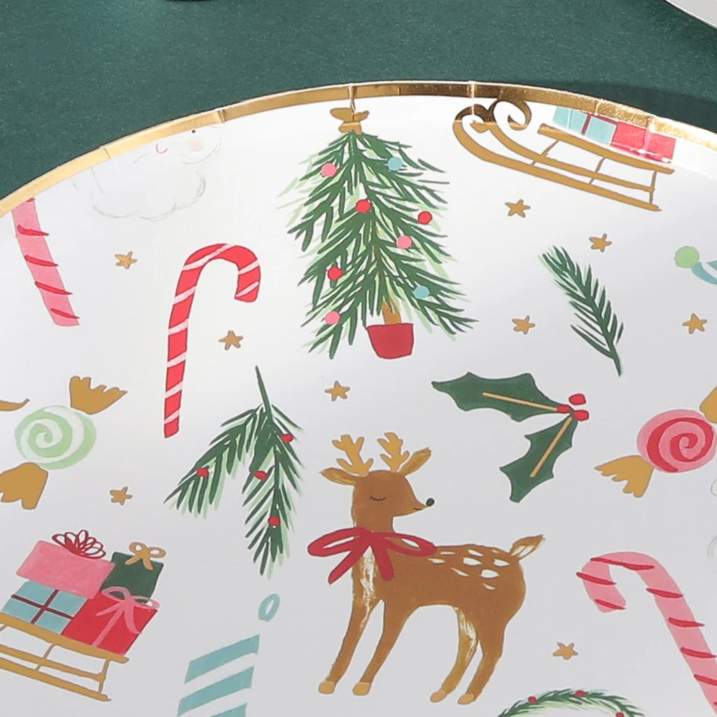 Christmas forest bronzing elk disposable tableware