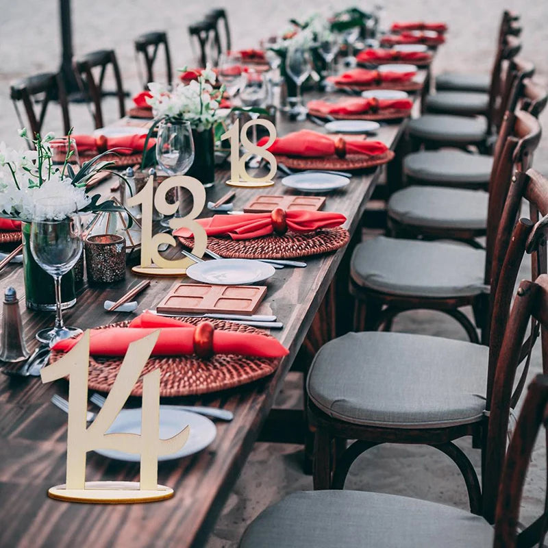 Elegant Wooden Table Numbers for Wedding Reception