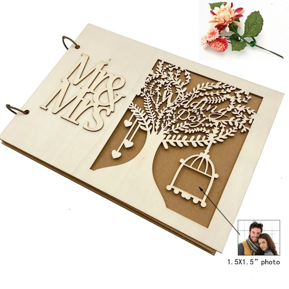 Wedding Wood Signature Guest Book