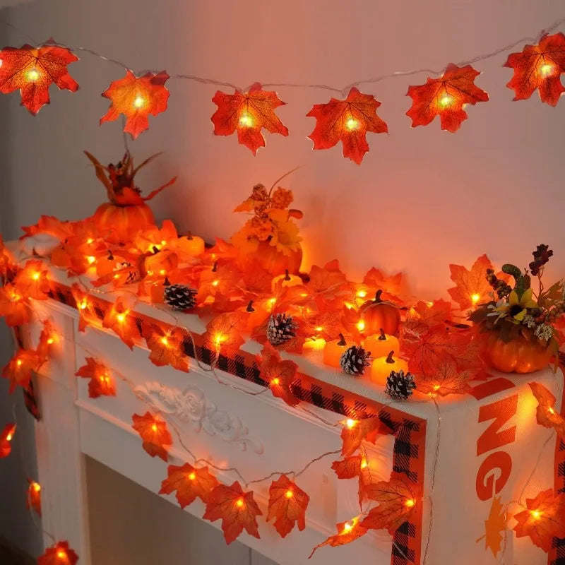 Halloween LED Lights String,Artificial Maple Leaf Lantern 2/3M